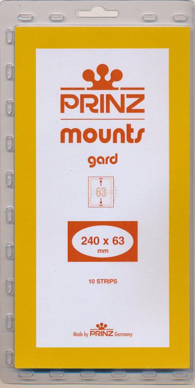 Prinz Scott Stamp Mount 63/240 mm - BLACK (Pack of 10) (63x240 63mm)  STRIP #939