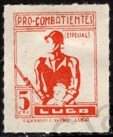 1937 Spain Civil War Local Special Charity 5 Centimos Lugo For The Fighters