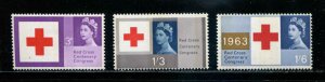 Great Britain SC# 398p-400p Red Cross Cent. set phospher tagged MLH SCV $48.00