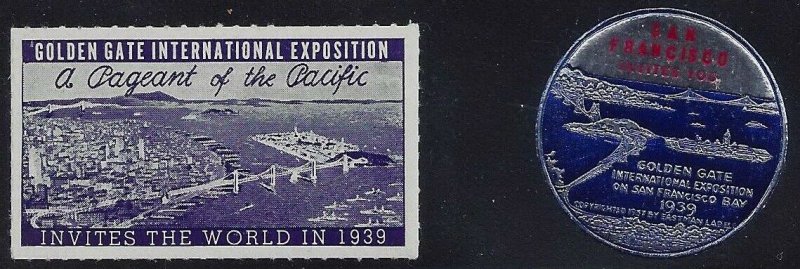 1939 - 2 Diff. Golden Gate International Exposition Cinderella Poster Stamps MNH