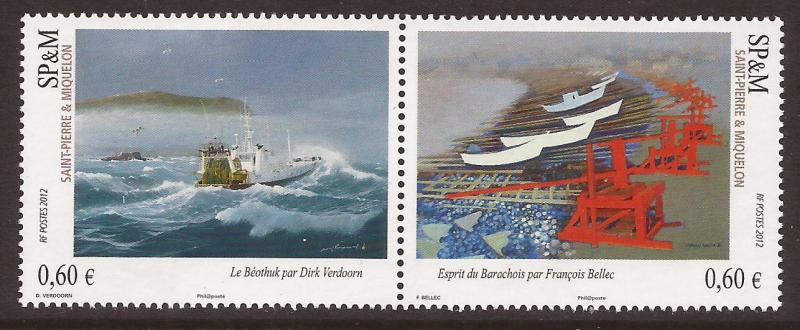 2012 Saint Pierre et Miquelon - Sc 961 - MNH VF - 1 pr - Paintings of Boats