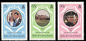 Turks and Caicos Is. 486-488, MNH, Royal Wedding of Prince Charles and Diana