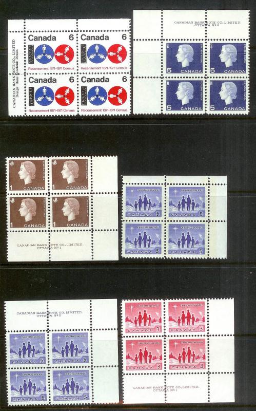 CANADA (223) Inscription Blocks/Field Sheet Blocks ALL Mint Never Hinged FV=C$73