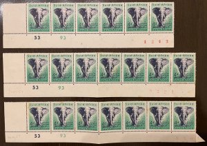 1954 South Africa Animal 4d Scott #205 Sheet Corner 3 STRIPS F/VF-H/NH-