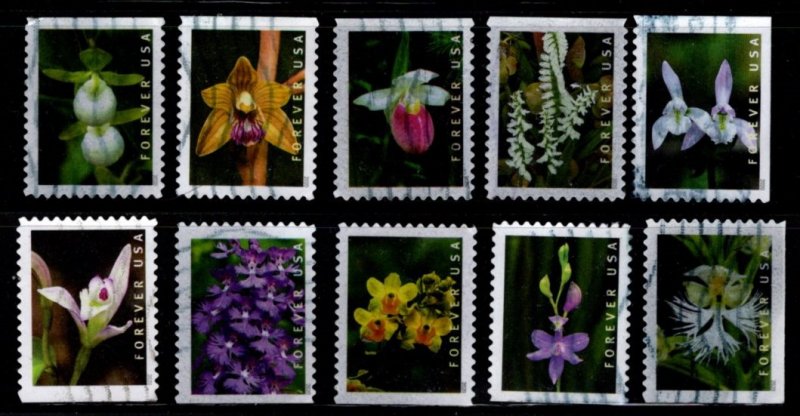 #5445 -5454 Orchids Booklet set/10 (Off Paper) - Used