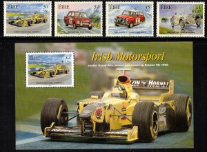 IRELAND 2001 Race Cars; Scott 1296-1300, SG 1406-10; MNH