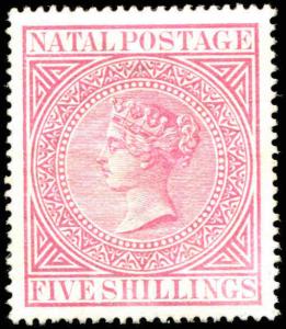 Natal British Africa 5 Shilling Victoria Mint LH Sc 57  Very Fine