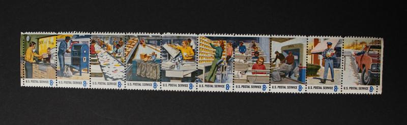 US #1489-98 FDC + MNH Strip of 10 + 1 US Postal FDC 1973.
