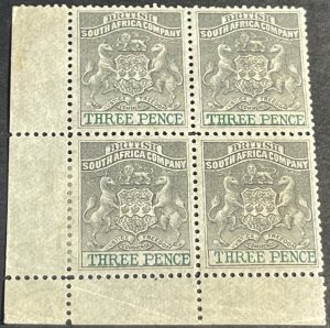 RHODESIA # 4-MINT/HINGED--CORNER BLOCK OF 4---1891