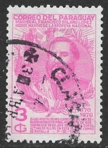 PARAGUAY 1970 3g President Francisco Solano Sc 1224 VFU