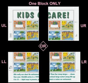 US 2951-2954 2954a Kids Care 32c plate block 4 P44444 MNH 1995