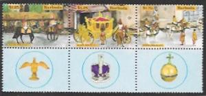 Barbuda #264 MNG Strip of three and 3 cinderellas Silver Jubilee 1977