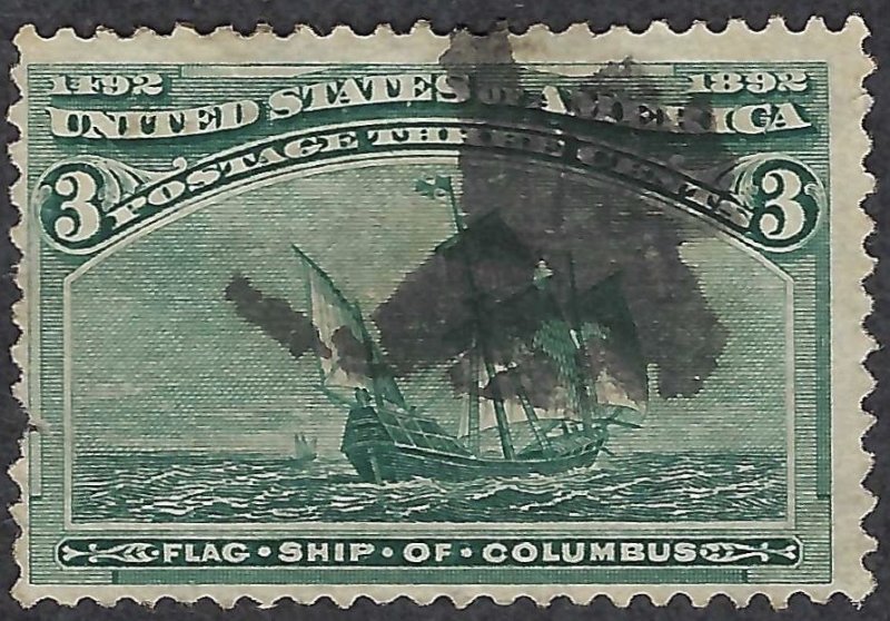 United States #232 3¢ Columbian Exposition (1893). Green. Used