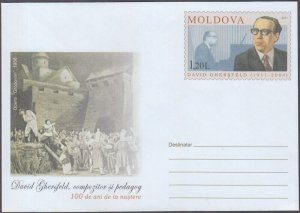 MOLDOVA # mol1101 POSTAL ENTIRE 100th ANN BIRTH of DAVID GHERSFELD, COMPOSER