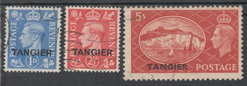 TANGIER 1950 KGVI SHIP 1D 21/2D AND 5/- USED 