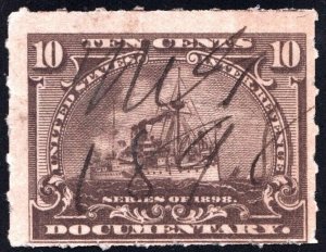 R168 10¢ Documentary Stamp (1898) Used