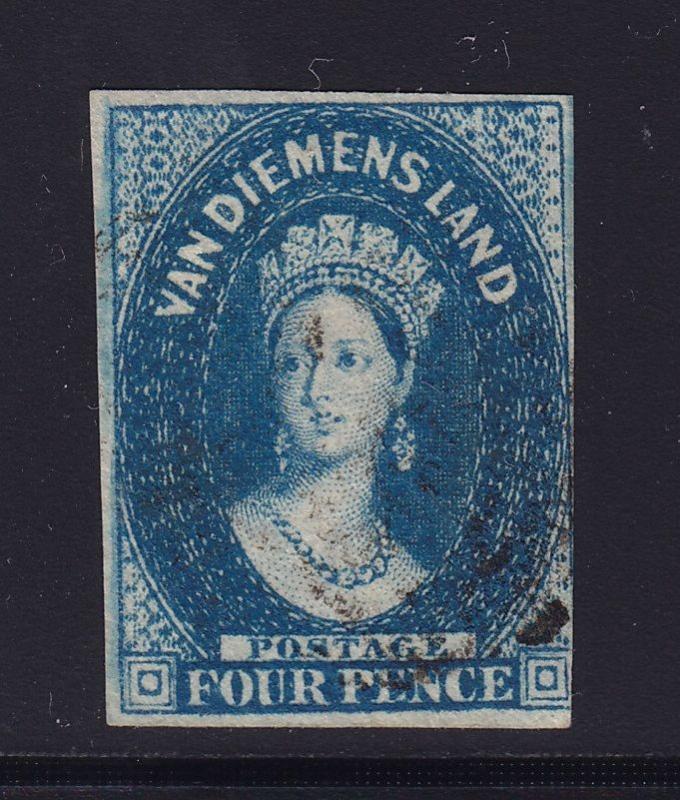 Tasmania SG # 17 F-VF deep blue used neat cancel with nice color ! see pic ! 