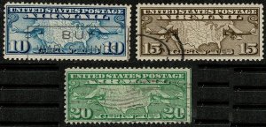 USA #C7-9 used planes/maps