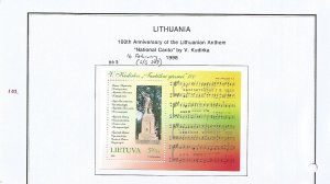 LITHUANIA - 1998 - Lithuanian Anthem, 100th Anniv -  Perf Souv Sheet - M L H