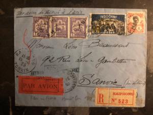 1929 Haiphong Vietnam First Flight Cover Sanvic France Bellonte Costes 500 flown