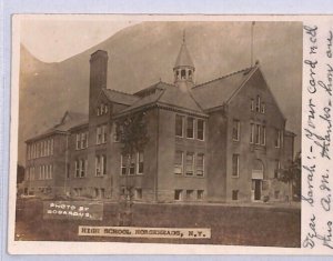 USA Postcard NY *Horsehead* HIGH SCHOOL Real Photo 1907 Dundee {samwells}YU77