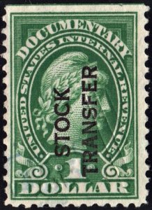 RD12 $1.00 Stock Transfer Stamp (1918) Cut Cancelled