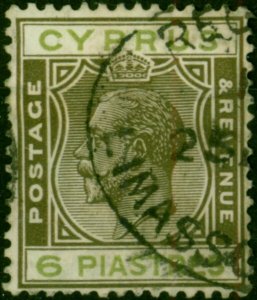 Cyprus 1924 6pi Olive-Brown & Green SG112 Fine Used (2)