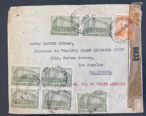 1932 Buenos Aires Argentina Censored Cover To Los Angeles Ca USA