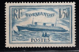 France Scott 300a  Pale Blue 1936 SS Normandie color variety Mint Hinged stamp