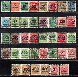 Germany Reich Scott # 241 - 278, used, w/o # 242A, some with experts h/s