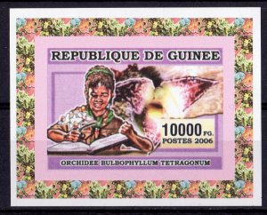 Guinea 2006 BOY SCOUT AND ORCHID Souvenir Sheet IMPERFORATED MNH