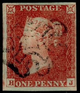 SG8, 1d red-brown PLATE 32, FINE USED. Cat £60. BLACK MX. HJ