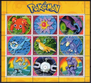 Turkmenistan 2000 POKEMON  ANIMATION  Sheetlet (9) Perforated MNH