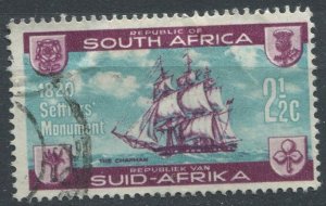 South Africa Sc#282 Used, 2½c dp plum & bl grn, monument to the British colo...