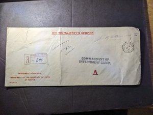 1941 Registered Canada OHMS Cover Base APO to Internment Camp Department