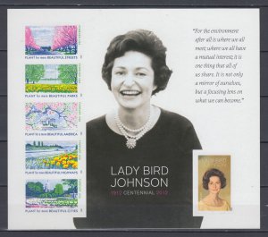 ​(H) USA #4716g Lady Bird Johnson Imperforated  forever sheet of 6  MNH