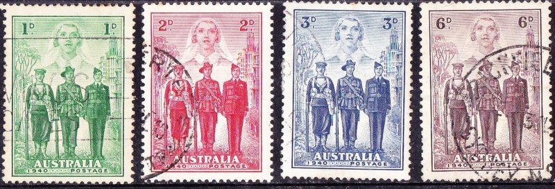 AUSTRALIA 1940 1d, 2d, 3d & 6d Australian Imperial Forces Set SG196-199 FU