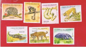 Paraguay  #1169-1175  MVFLH OG  Animals  Free S/H