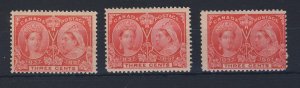3x Canada Victoria Jubilee Mint Stamps #53-3c MNH GC Fine+ Guide Value= $50.00