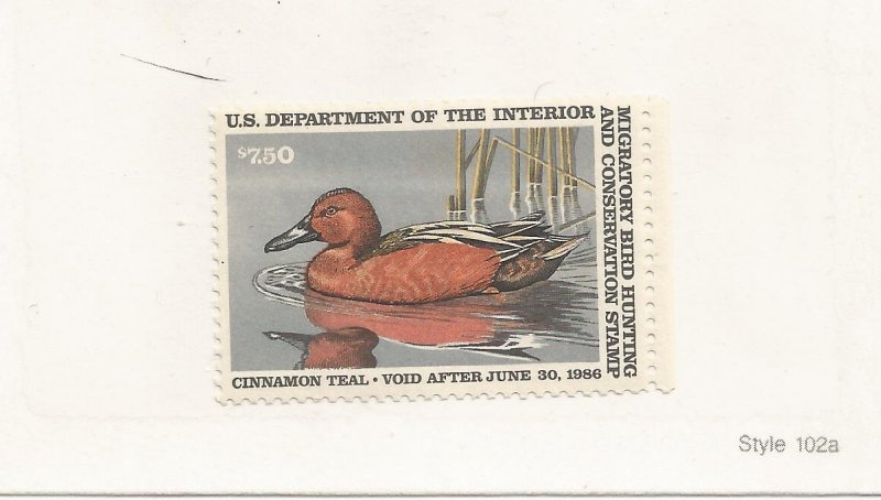 US FEDERAL DUCK STAMP, SCOTT# RW52, MNH, OG