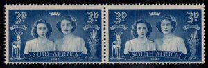 South Aftrica #105 ~ Horz Pair ~ Margaret & Elizabeth ~ Mint, NH  (1947)