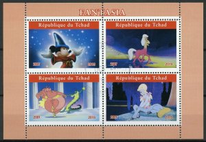 Disney Stamps Chad 2019 CTO Fantasia Mickey Mouse Cartoons Animation 4v M/S II