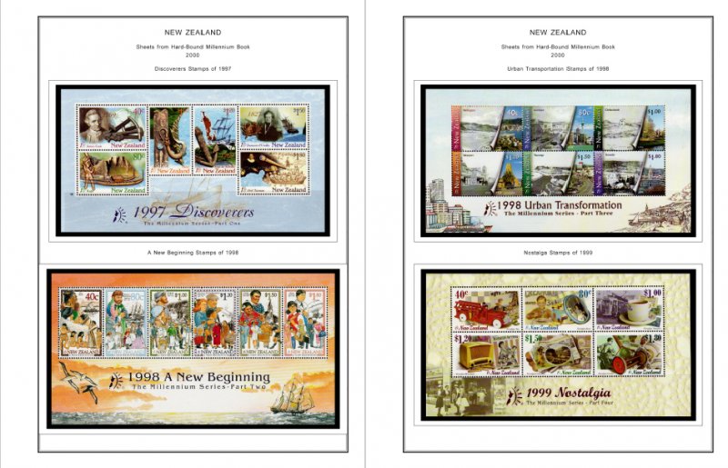 COLOR PRINTED NEW ZEALAND 2000-2004 STAMP ALBUM PAGES (88 illustrated pages)