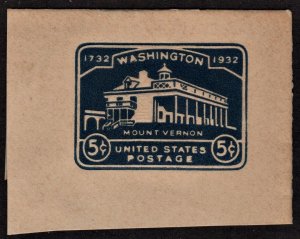 SC#U528 5¢ Washington Bicentennial Cut Square: Full Corner (1932) Unused