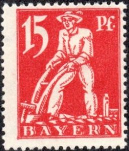 Bavaria 240 - Mint-H - 15pf Plowman (1920)