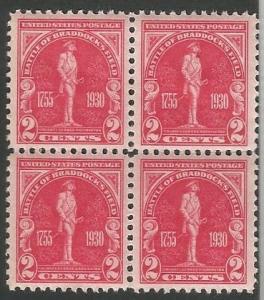 U.S. Scott #688 2-Cent Braddock Stamp - Mint NH Block