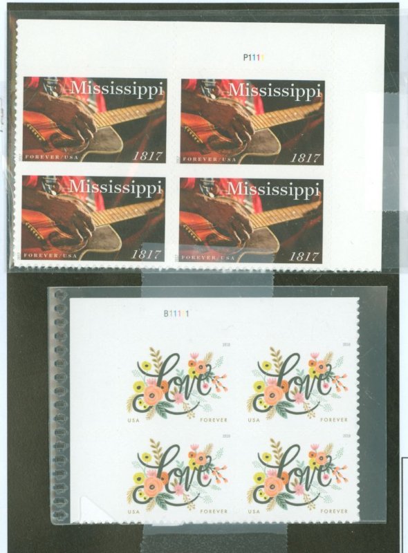 United States #5190/5255  Plate Block (Flowers) (Love)