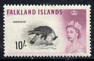 Falkland Islands 1960-66  Birds 10s Caracara unmounted mi...