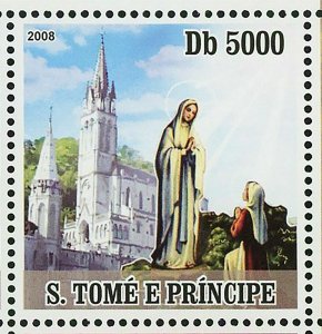 Virgin Lourdes Stamp Apparition Pope John Paul II Benedict XVI S/S MNH #3440-344