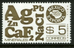 MEXICO Exporta 1120, $5P Minerals perf 14 Unwmkd Fosfo Paper 5 MINT, NH. VF.